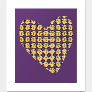 Yellow Cats Pattern in Heart Posters and Art